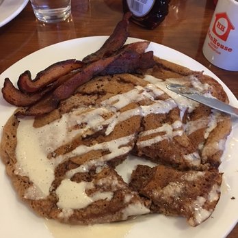Hen House Eatery - Cinnamon roll pancakes with a side of bacon - Breakfast & Brunch Near Me - Minneapolis, Minnesota Hen House Eatery - Cinnamon roll pancakes with a side of bacon - Breakfast & Brunch Near Me - Minneapolis, Minnesota
