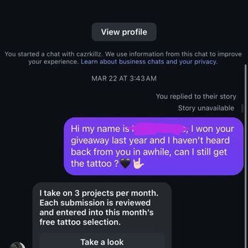 Cazrkillz - Reaching out on Instagram in March - Tattoo Near Me - Los Angeles, California Cazrkillz - Reaching out on Instagram in March - Tattoo Near Me - Los Angeles, California