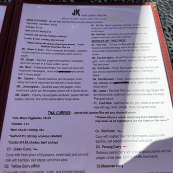 Jk Thai Garden and Sushi - Menu - Thai Near Me - Mount Dora, Florida