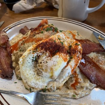 Pine State Biscuits - Moneyball with bacon added. I put Tabasco on top but it doesn't come with Tabasco - Southern Near Me - Portland, Oregon Pine State Biscuits - Moneyball with bacon added. I put Tabasco on top but it doesn't come with Tabasco - Southern Near Me - Portland, Oregon