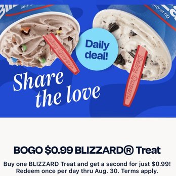 Dairy Queen Grill & Chill - BOGO .99 blizzard treats - Ice Cream & Frozen Yogurt Near Me - Manchester, Connecticut Dairy Queen Grill & Chill - BOGO .99 blizzard treats - Ice Cream & Frozen Yogurt Near Me - Manchester, Connecticut
