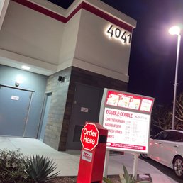 Exterior outside entrance of In-N-Out Burger - Long Beach, California Exterior outside entrance of In-N-Out Burger - Long Beach, California