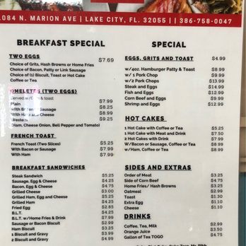 Kountry Korner - Menu with everyday items - Seafood Near Me - Lake City, Florida Kountry Korner - Menu with everyday items - Seafood Near Me - Lake City, Florida