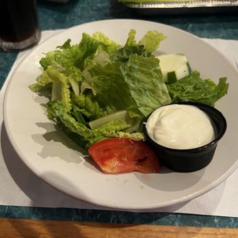 Big Foot Inn - Salad with garlic dressing but you have to try both versions of onion soup. - Seafood Near Me - Harvard, Illinois