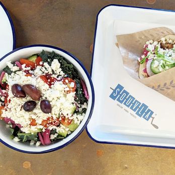Souvla - Side salad & Lamb Sandwich - Greek Near Me - San Francisco, California Souvla - Side salad & Lamb Sandwich - Greek Near Me - San Francisco, California