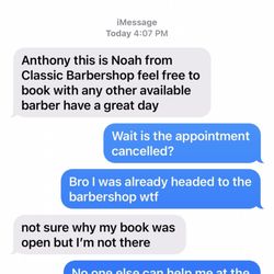 Classic Barber Shop - Text conversation with clueless barber.