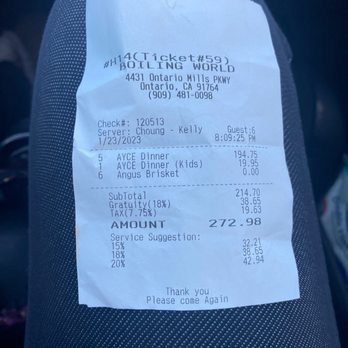 Boiling World - You can see that the gratuity on the receipt shows the 18%. - Hot Pot Near Me - Ontario, California Boiling World - You can see that the gratuity on the receipt shows the 18%. - Hot Pot Near Me - Ontario, California