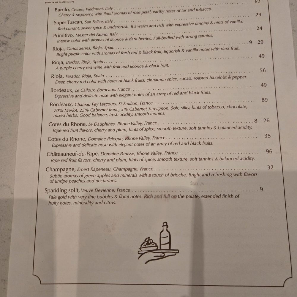Tour de Tapas - Back of wine list - Tapas/Small Plates Near Me - La Mesa, California Tour de Tapas - Back of wine list - Tapas/Small Plates Near Me - La Mesa, California