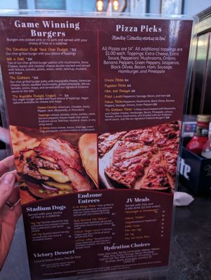 Menu photo 4 The End Zone Bar & Grill Mount Gilead, OH