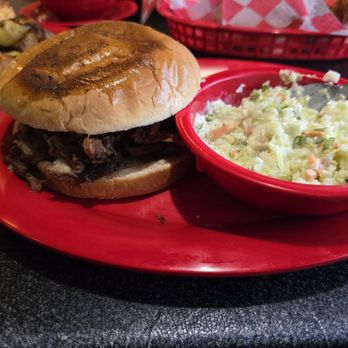 Bucky Bee's BBQ - Chopped brisket sandwich with clawslaw - Barbeque Near Me - Cave City, Kentucky Bucky Bee's BBQ - Chopped brisket sandwich with clawslaw - Barbeque Near Me - Cave City, Kentucky