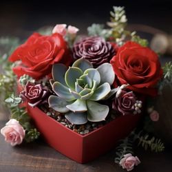 JanaYia's Floral - succulents with red roses