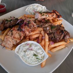 Greek Fellas Restaurant - Lunch Souvlaki platter for 2