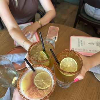 Crossroads Cantina - Sangria swirl frozen marg + Featured chipotle pineapple margs - Mexican Near Me - Kansas City, Missouri