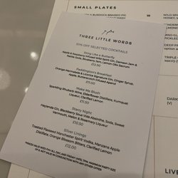 Three Little Words - Cocktail menu