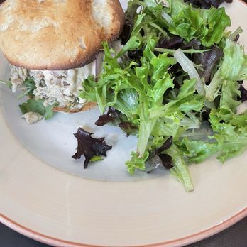 Max London's Restaurant - Tuna Sandwich:  house tuna salad, arugula, tomato + spicy orange aioli with side salad - New American Near Me - Saratoga Springs, New York