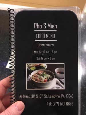 Menu photo 8 Pho 3 Mien Lemoyne, PA