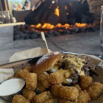 Lazy Dog Restaurant & Bar - Ribeye beer cheese burger with Lemon Pepper Tots - New American Near Me - Fairfax, Virginia Lazy Dog Restaurant & Bar - Ribeye beer cheese burger with Lemon Pepper Tots - New American Near Me - Fairfax, Virginia