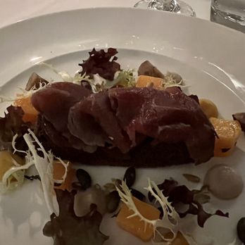 Dalhousie Castle Hotel - Appetizer:  Smoked Venison - Hotels Near Me - Edinburgh, MLN