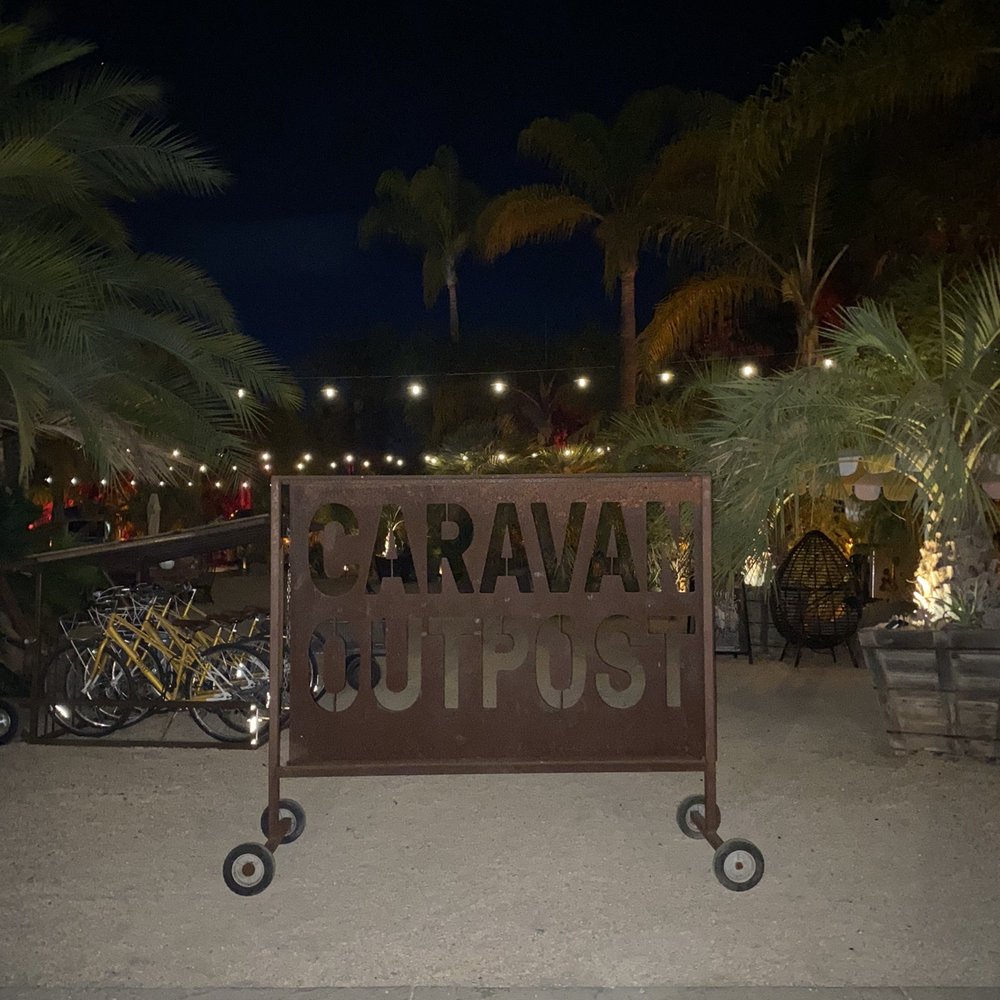 Caravan Outpost - At night time the entrance is semi closed. - Hotels Near Me - Ojai, California