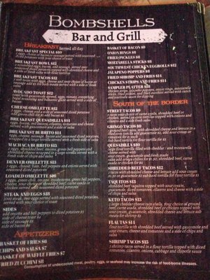 Menu photo 1 Bombshells Bar and Grill Victorville, CA Menu photo 1 Bombshells Bar and Grill Victorville, CA