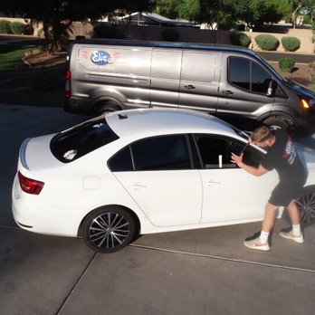 Elite Dent Removal - Setting up at a customers house to take some dents out of there Volkswagen Jetta - Mobile Dent Repair Near Me