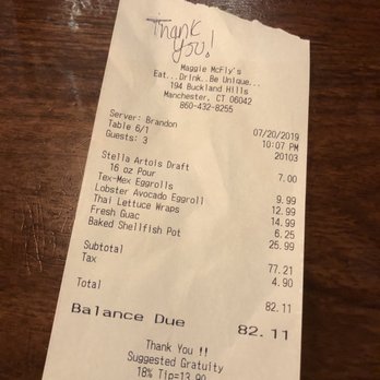 Maggie McFly's | Manchester - Receipt - Breakfast & Brunch Near Me - Manchester, Connecticut