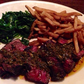 William Jeffrey's Tavern - Argentinian Hanger Steak - Grilled hanger steak with chimichurri, housemade shoestring fries & sautéed spinach - American Near Me - Arlington, Virginia