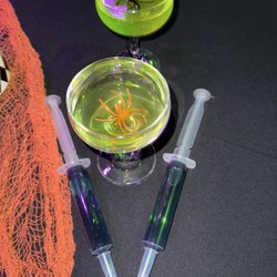 Rivers Club - Beetlejuice cocktails and shots in plastic syringes