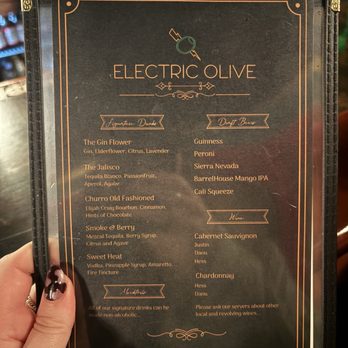Electric Olive - Menu - Cocktail Bars Near Me - Fresno, California Electric Olive - Menu - Cocktail Bars Near Me - Fresno, California