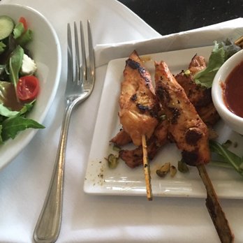 Vergina - House Salad/Chicken Skewers  Happy hour prices at bar only from  11:30am-6:00pm - Italian Near Me - Naples, Florida