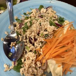 Larb Gai ground chicken in lime dressing makes it tasty.  Oh La La!