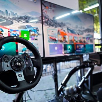 Moon Age Virtual Reality Arcade - Take the wheel at MoonAge and experience immersive racing with dedicated driving simulators, steering wheels, pedals, and lar... - Virtual Reality Centers Near Me - Los Angeles, California Moon Age Virtual Reality Arcade - Take the wheel at MoonAge and experience immersive racing with dedicated driving simulators, steering wheels, pedals, and lar... - Virtual Reality Centers Near Me - Los Angeles, California