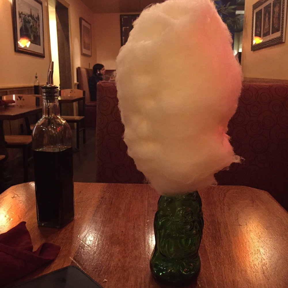 East by Southwest - Complimentary cotton candy on a glass bottle - such an awesome end to a perfect meal. - Sushi Bars Near Me - Durango, Colorado East by Southwest - Complimentary cotton candy on a glass bottle - such an awesome end to a perfect meal. - Sushi Bars Near Me - Durango, Colorado