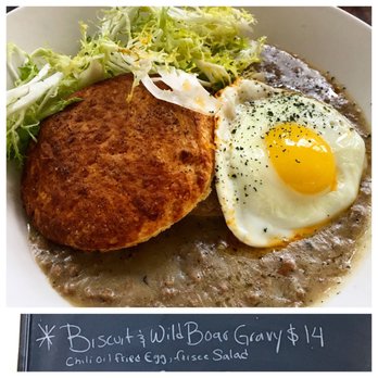 Tilikum Place Cafe - Biscuit with boar gravy - New American Near Me - Seattle, Washington Tilikum Place Cafe - Biscuit with boar gravy - New American Near Me - Seattle, Washington