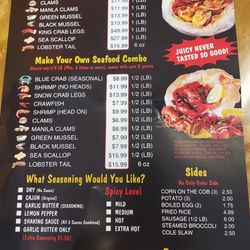 Shaking Crab - Menu