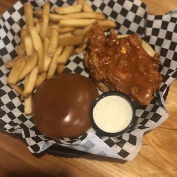 Abbey Road Tavern & Grill - Buffalo chicken sandwich w fries - Bars Near Me - Cary, North Carolina