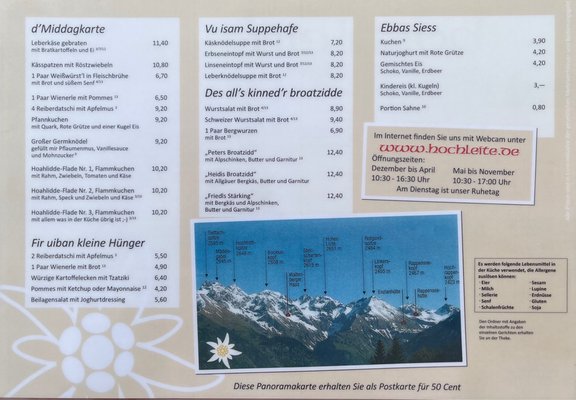 Menu photo 2 Berghof Hochleite Oberstdorf, BY