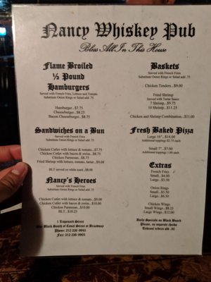 Menu photo 1 Nancy Whiskey Pub New York, NY Menu photo 1 Nancy Whiskey Pub New York, NY