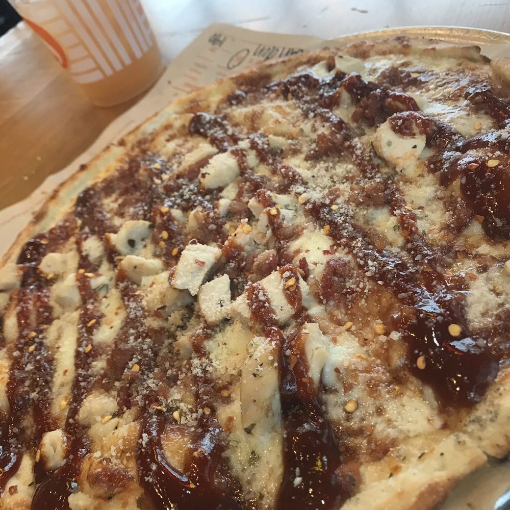 Blaze Pizza - Build your own-BBQ Chicken and mango Aqua Fresca - Salad Near Me - Lexington, Kentucky Blaze Pizza - Build your own-BBQ Chicken and mango Aqua Fresca - Salad Near Me - Lexington, Kentucky