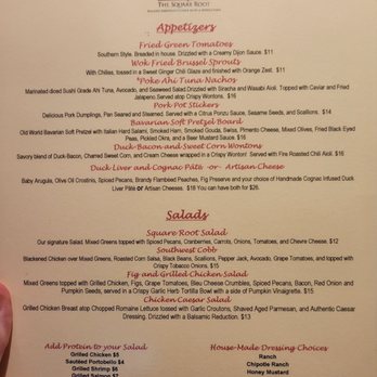 Square Root - Menu - American Near Me - Brevard, North Carolina