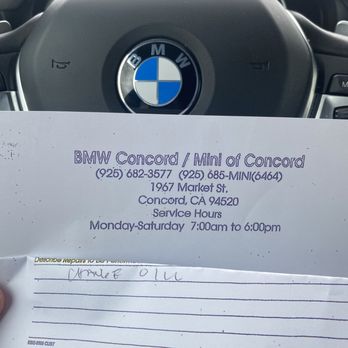 BMW Concord - Bmw concord There service is terrible.... All the services go on lunch all of them at same time.. that first time i hear about it... - Auto Repair Near Me - Concord, California