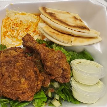 Curry Fried Chicken - Curry Fried Chicken plate with hummus - Halal Near Me - Salt Lake City, Utah Curry Fried Chicken - Curry Fried Chicken plate with hummus - Halal Near Me - Salt Lake City, Utah
