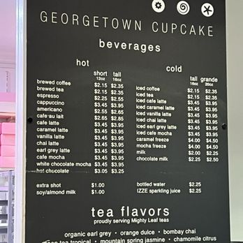 Georgetown Cupcake - Beverages menu - Cupcakes Near Me - Washington, DC, District of Columbia Georgetown Cupcake - Beverages menu - Cupcakes Near Me - Washington, DC, District of Columbia