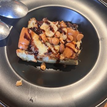 The Cauldron - Peanut butter & Banana bread pudding! Try dipping it in the bacon jam for a BLAST of flavor! - French Near Me - Buena Park, California The Cauldron - Peanut butter & Banana bread pudding! Try dipping it in the bacon jam for a BLAST of flavor! - French Near Me - Buena Park, California