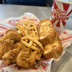 Raising Cane’s Chicken Fingers - 4 finger combo, sub the coleslaw for an extra piece of toast