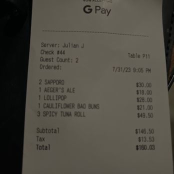 Sandfish - The check - Sushi Bars Near Me - Palm Springs, California Sandfish - The check - Sushi Bars Near Me - Palm Springs, California