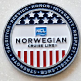 Norwegian Cruise Line - Norwegian Cruise Lines US Military service challenge coin, side 1 - Travel Services Near Me - Downtown Miami, Florida