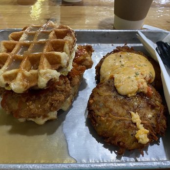 Se7enBites - Minnie Pearl with potato hash cakes - Coffee & Tea Near Me - Orlando, Florida Se7enBites - Minnie Pearl with potato hash cakes - Coffee & Tea Near Me - Orlando, Florida