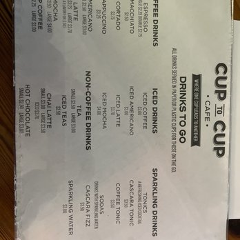Cup to Cup Cafe - Menu from December 2022 - Coffee & Tea Near Me - Savannah, Georgia