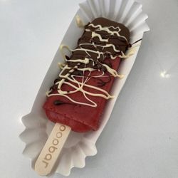 Coffee with Creme & Sugar - Chocolate dipped Strawberry Pop (Sorbet)